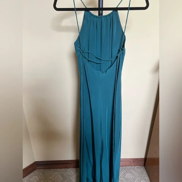 Leith Dress Maxi Long Gown 100% Silk Teal Size M - Picture 8 of 15